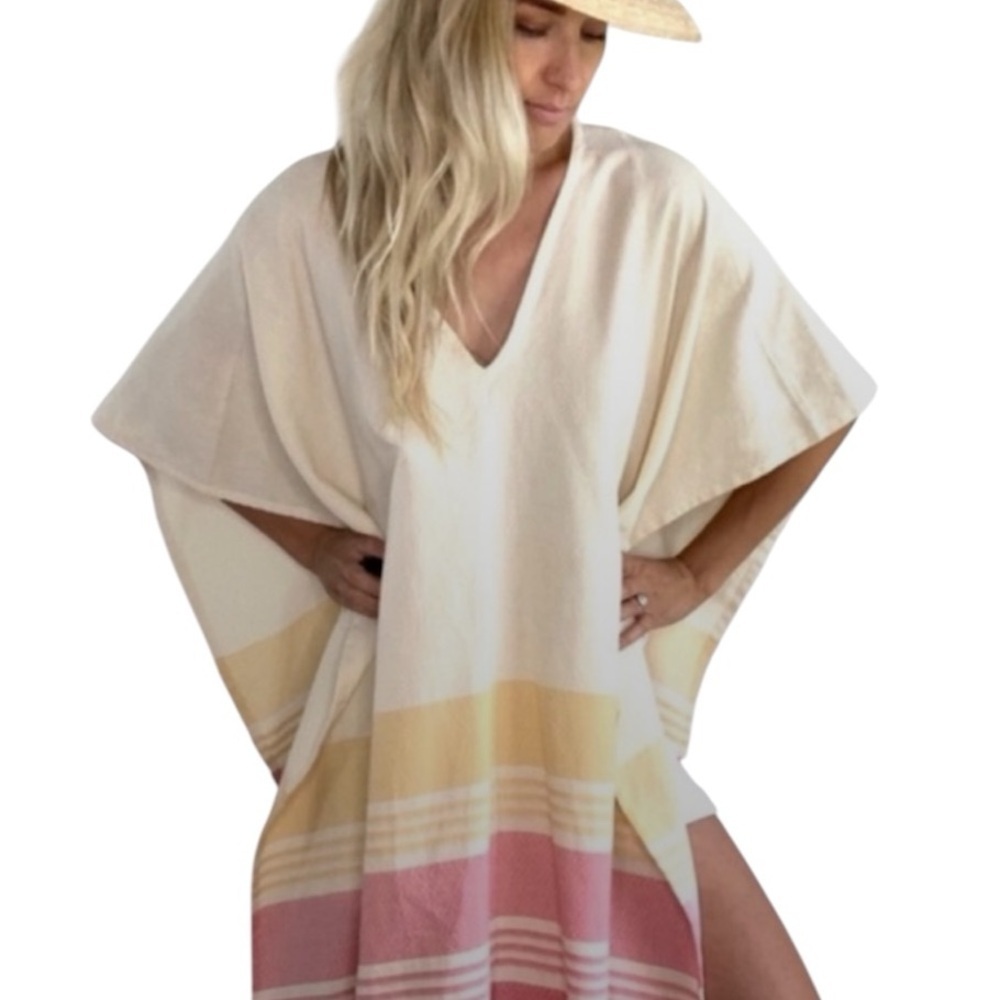 Tribe Alive Fringe Coverup Poncho Caftan One Size